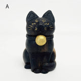 【黒柿】木彫り 猫