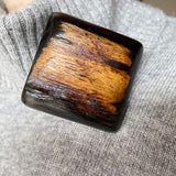 【黒柿】ブローチ スクエア