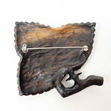 【黒柿】ブローチ 薔薇