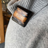 【黒柿】ブローチ スクエア