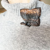 【黒柿】ブローチ 薔薇