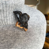 【黒柿】ブローチ 椿