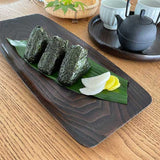 【栗】舟形盛器 漆