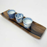 【黒柿】舟形トレイ(脚付き)