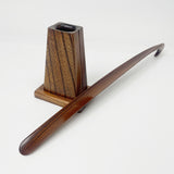 【けやき】【拭漆】靴べらスタンドセット