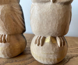 【黒柿】木彫 宝珠白ふくろう