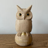 【黒柿】木彫 宝珠白ふくろう