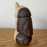 【黒柿】木彫 宝珠白ふくろう
