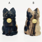 【黒柿】木彫り　猫
