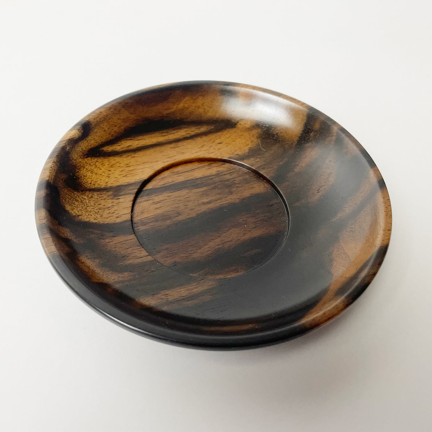 黒柿】【上杢】茶托 3.5寸（10.5cm）1客 – おかや木芸