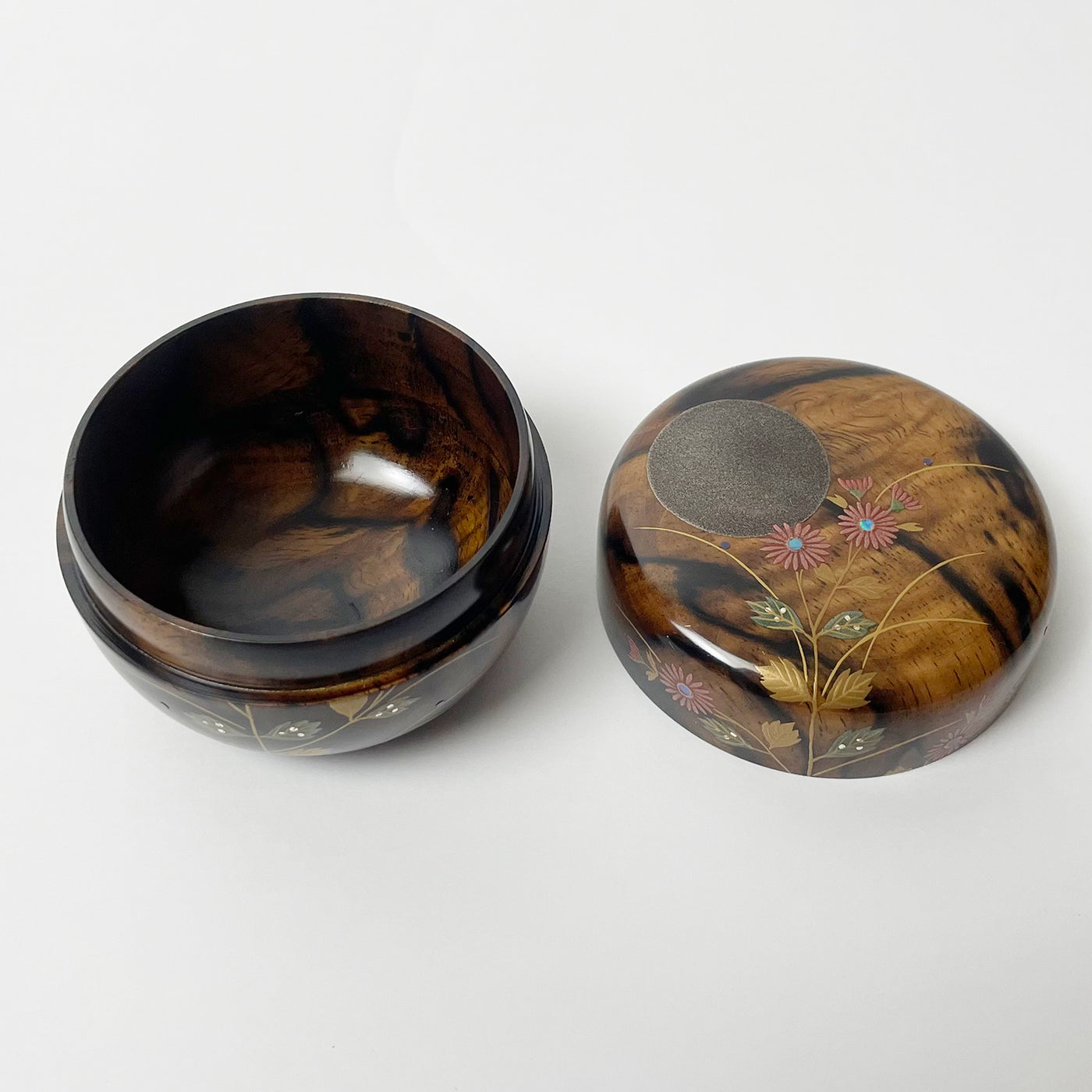 黒柿 平棗 直径約7cm黒柿 棗 茶道具 箱 天然木 工芸品 茶入れ 茶道具 