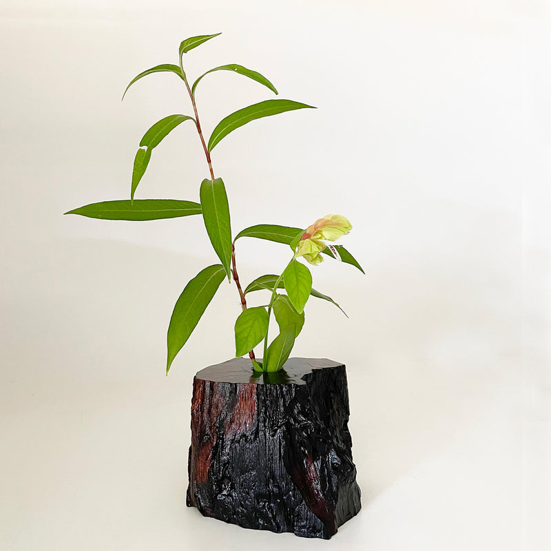 黒柿　一輪生　花器 黒柿】樹芯花入｜希少な一点もの花器｜おかや木芸